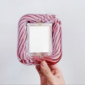 Vintage Pink Wavy Glass Small Frame Fits 2.5” x 3.25” Photo Romantic Chic